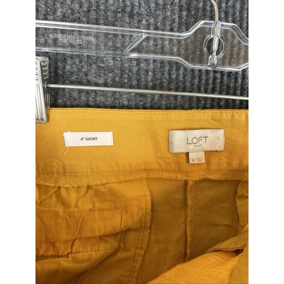 Loft Outlet Womens Shorts Size 16 Yellow Linen Blend Embroidered Bohemian Preppy - Picture 8 of 9